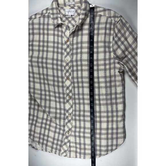California Tailor Shirt No 1 Womens Large Ivory Plaid Button Down Made in USA - Picture 11 of 12